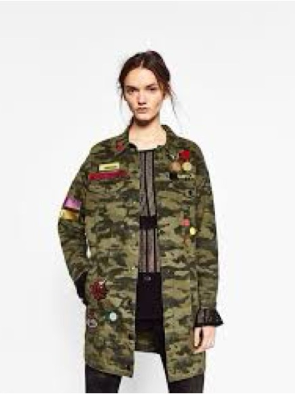 ZARA, military army patchworks jacket oversized!